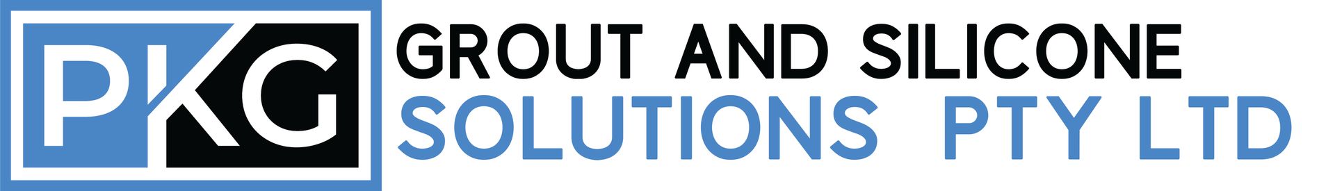 PKG Grout and Silicone Solutions Pty Ltd logo in blue and white
