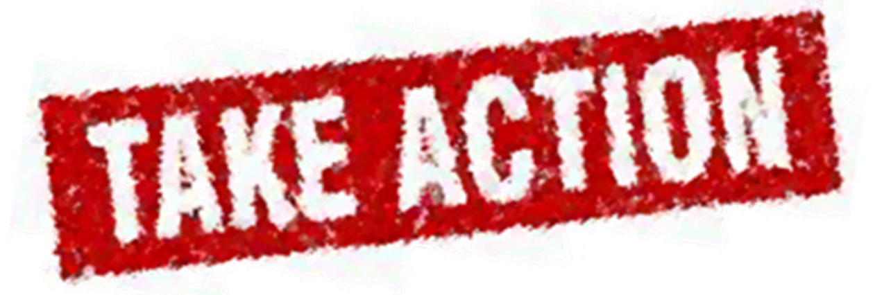 A red stamp that reads 'take action'