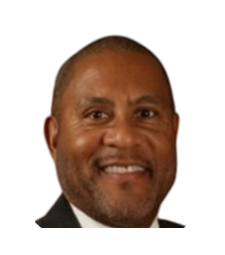 Smiling man in a dark suit jacket on a white background