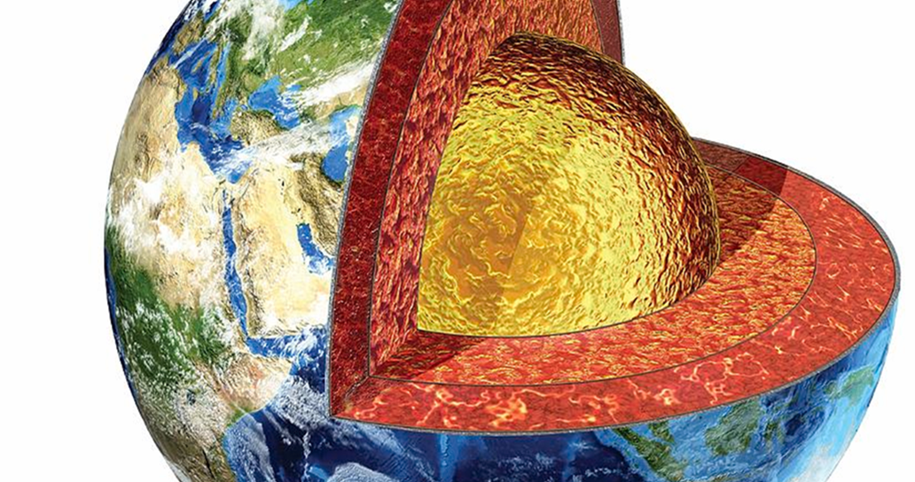 A graphic showing the layers of the Earth 