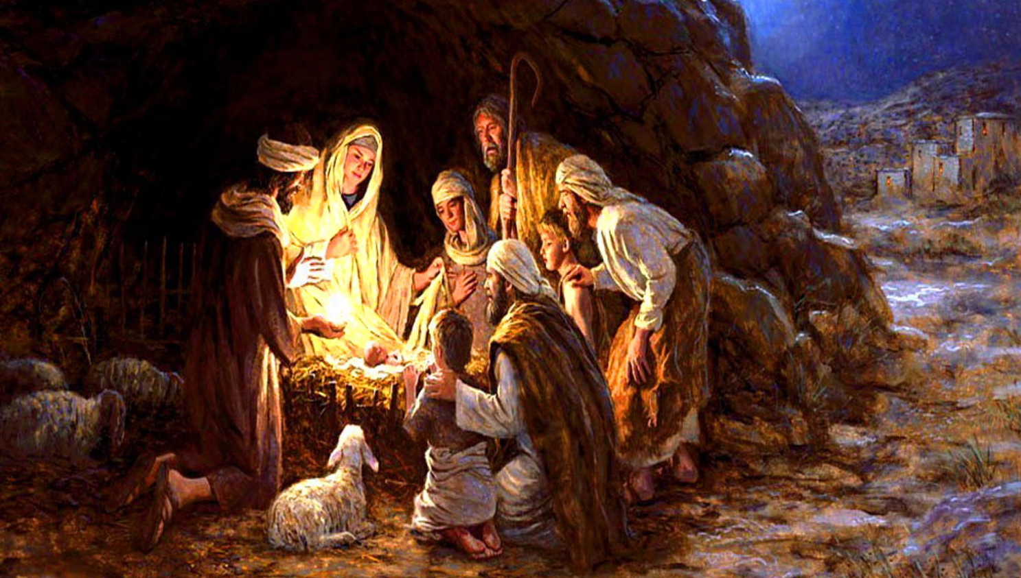 A drawing of a nativity scene