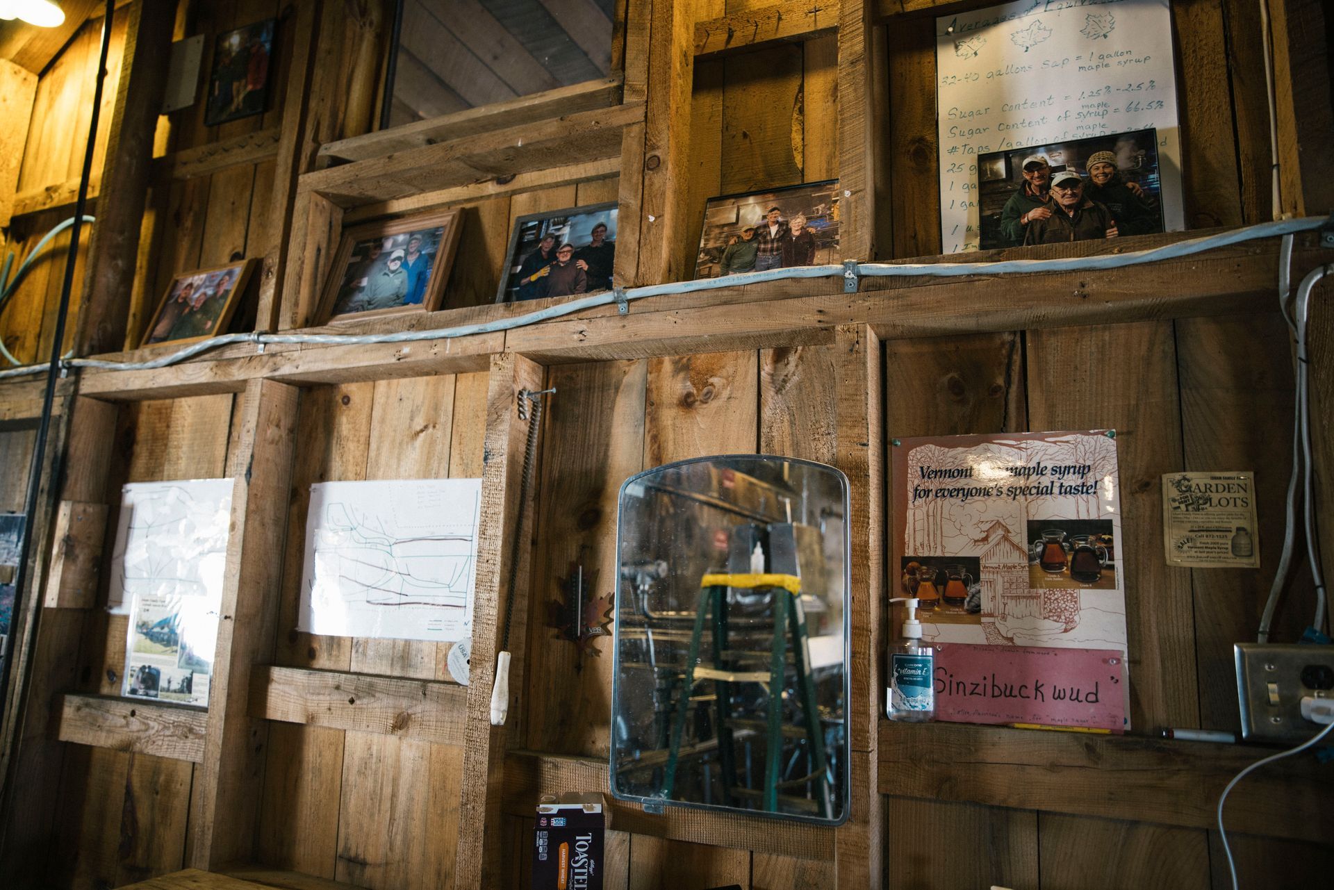 inside view of the isham family farm maple boiling shack