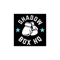 The logo for shadow box hq shows a pair of boxing gloves.