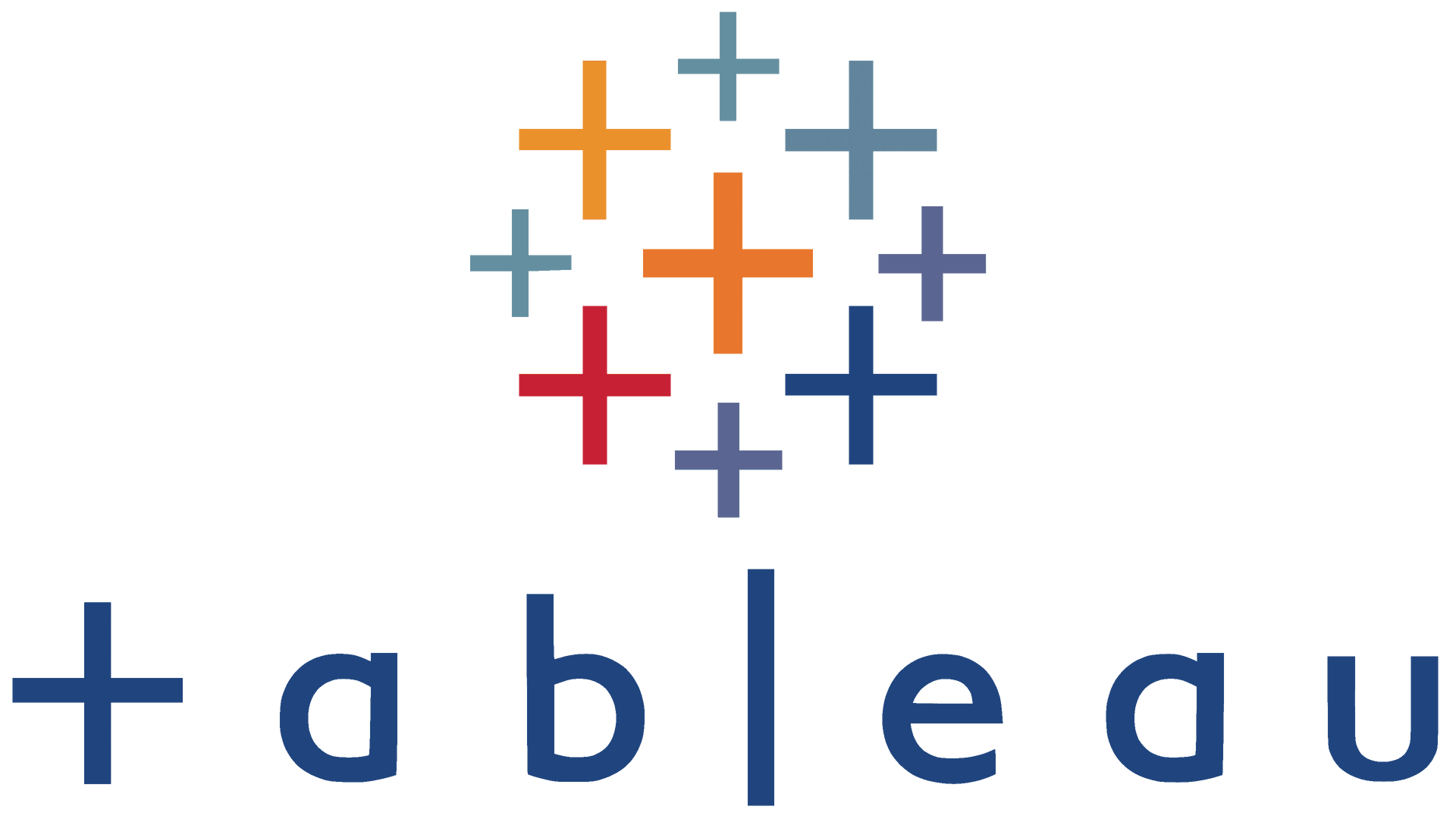 The logo for tableau is a colorful logo with four plus signs.