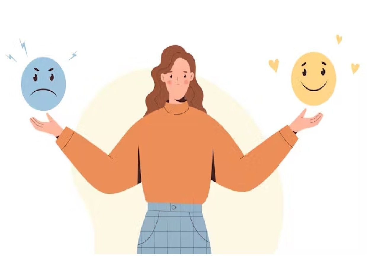 Illustration showing mixed emotions and emotional balance, tied to positive psychology and wellbeing