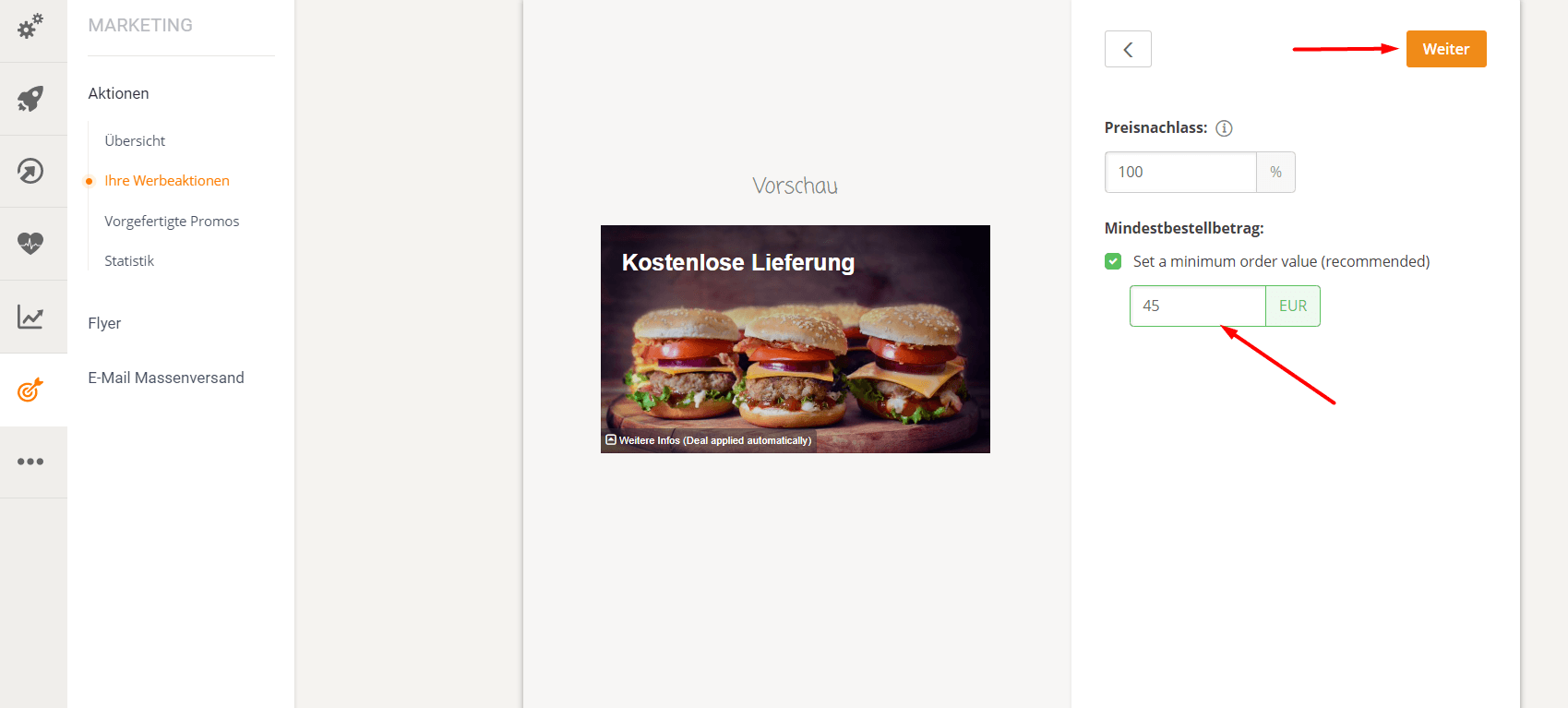 Eine Webseite mit einem Hamburger-Symbol; in ein Textfeld wird
