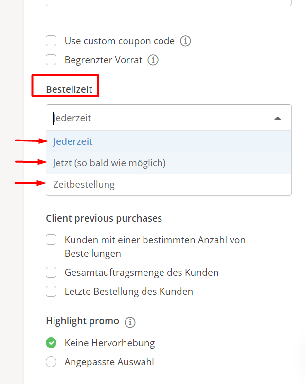 Dropdown menu with 