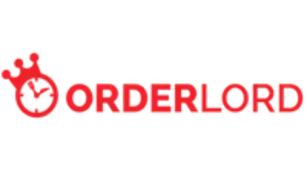 Rotes OrderLord-Logo: Uhr mit Krone, daneben der fettgedruckte Schriftzug „ORDERLORD“.