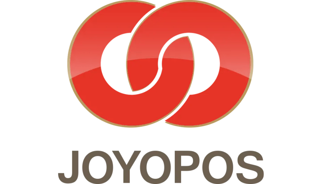 Rote, ineinandergreifende Kreise über dem Text „JOYQPOS“.