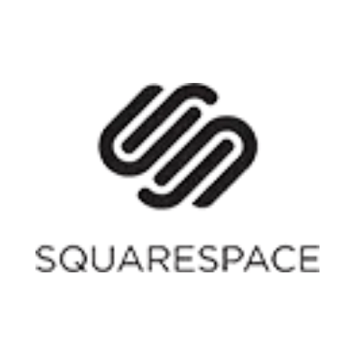 Squarespace-Logo: verschlungene „S“-Form in Schwarz, darunter der Text „Squarespace“.