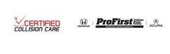 A certified collision care logo next to a profirst logo.