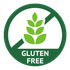 Un logotipo sin gluten con una espiga de trigo en un círculo.