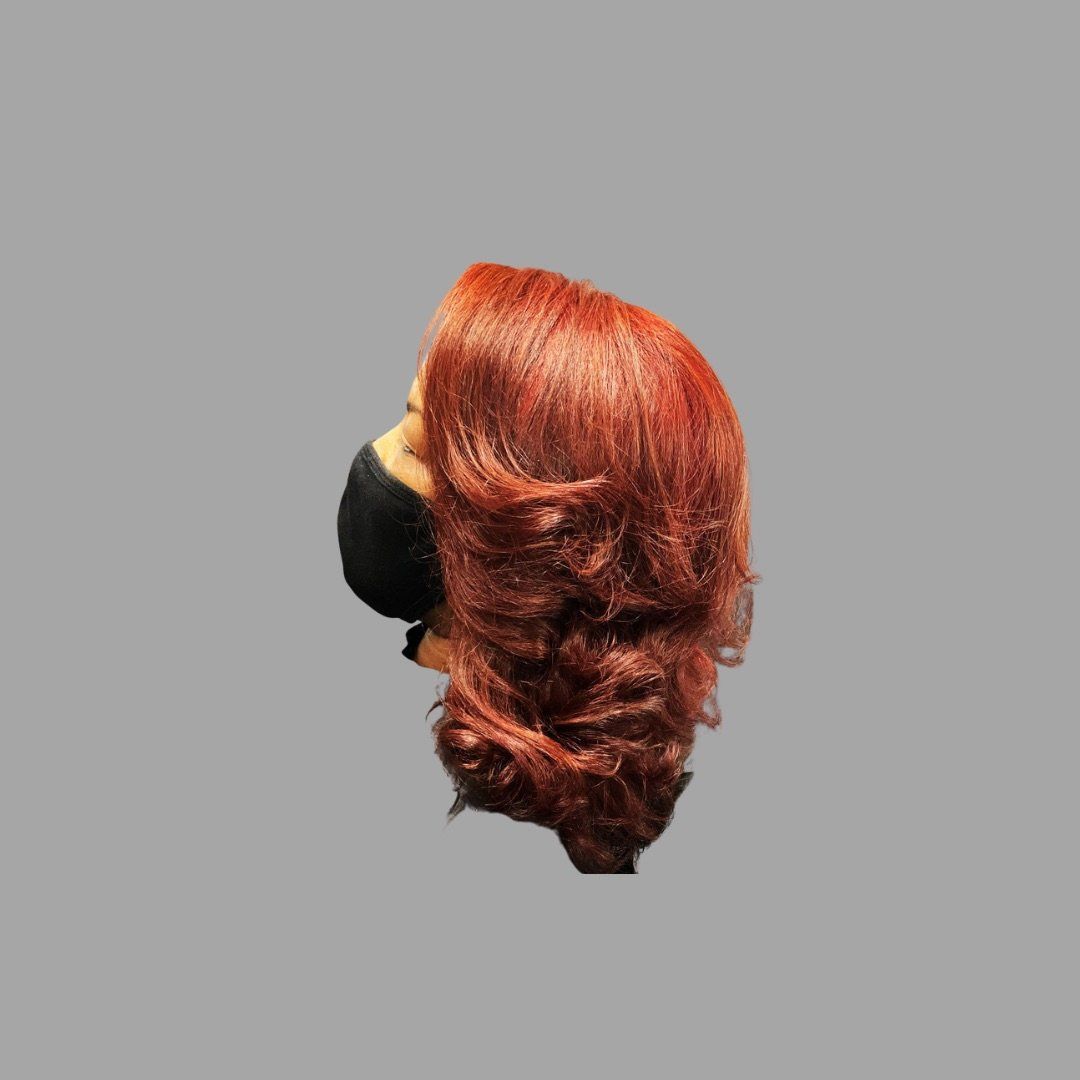 silk press, ginger hair