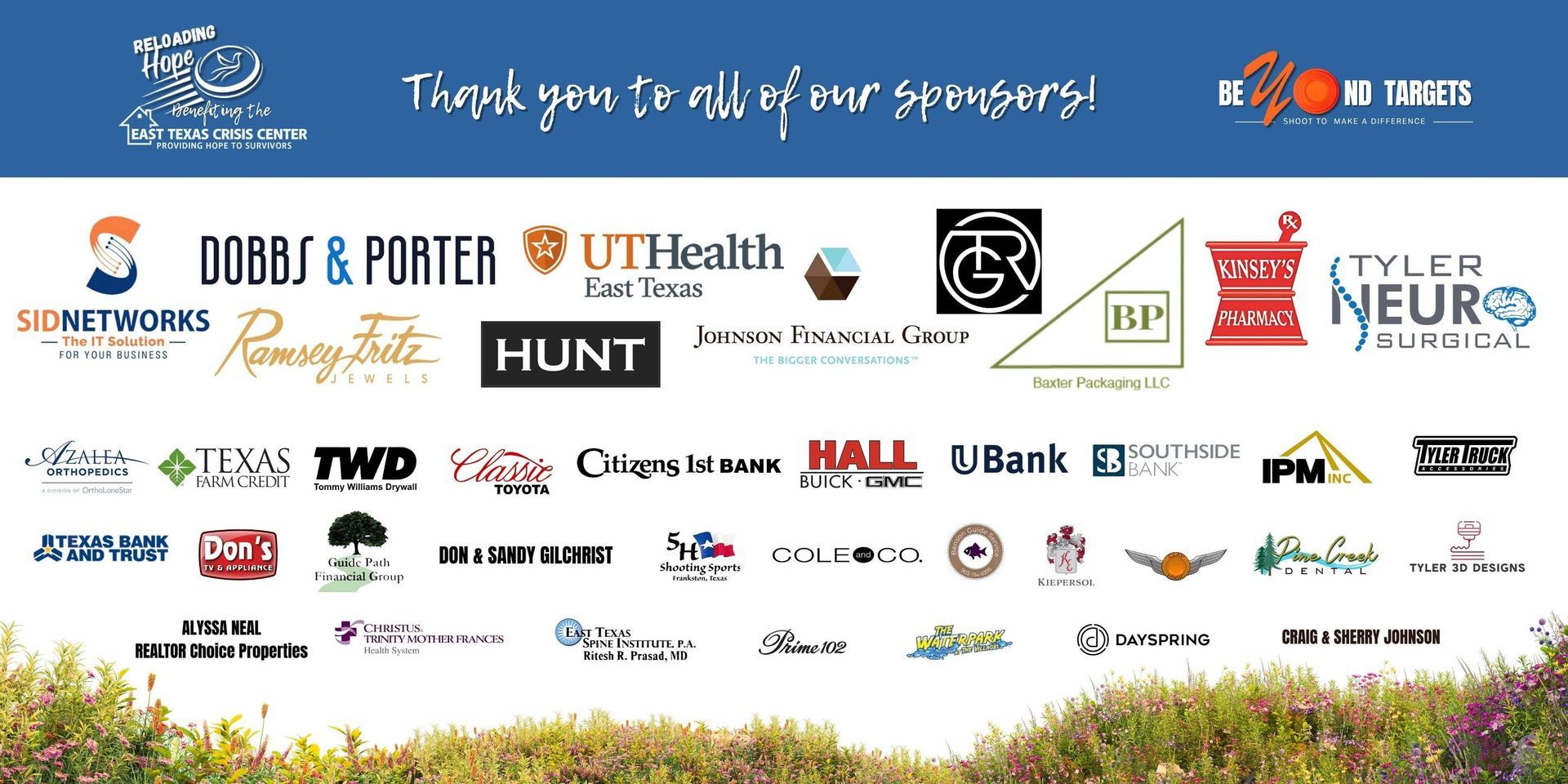 Sponsors' logos on a blue background, thanking them.