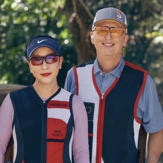 Jing and Sidney Collum at a sporting clays shoot