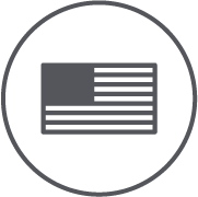 American flag icon within a gray circle.