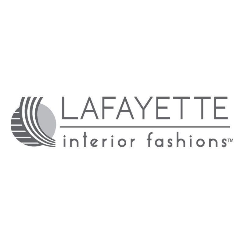 Logo for Lafayette Interior Fashions, gray text and design with the words