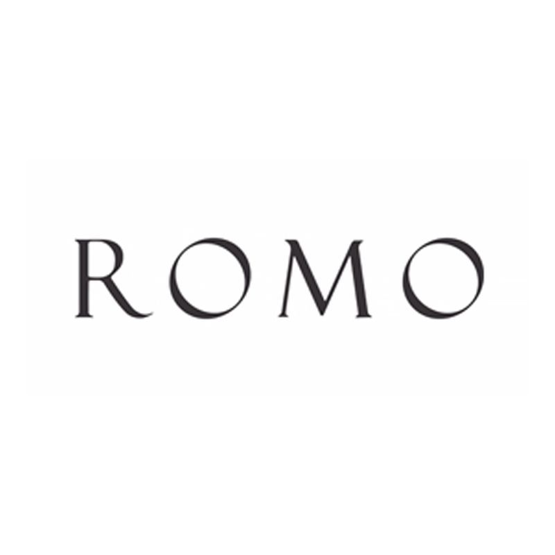 ROMO logo in a serif font on a white background.