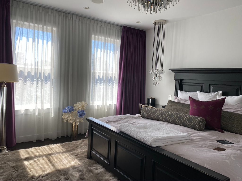 Bedroom: Light Sheers with Dark Blackout Panels