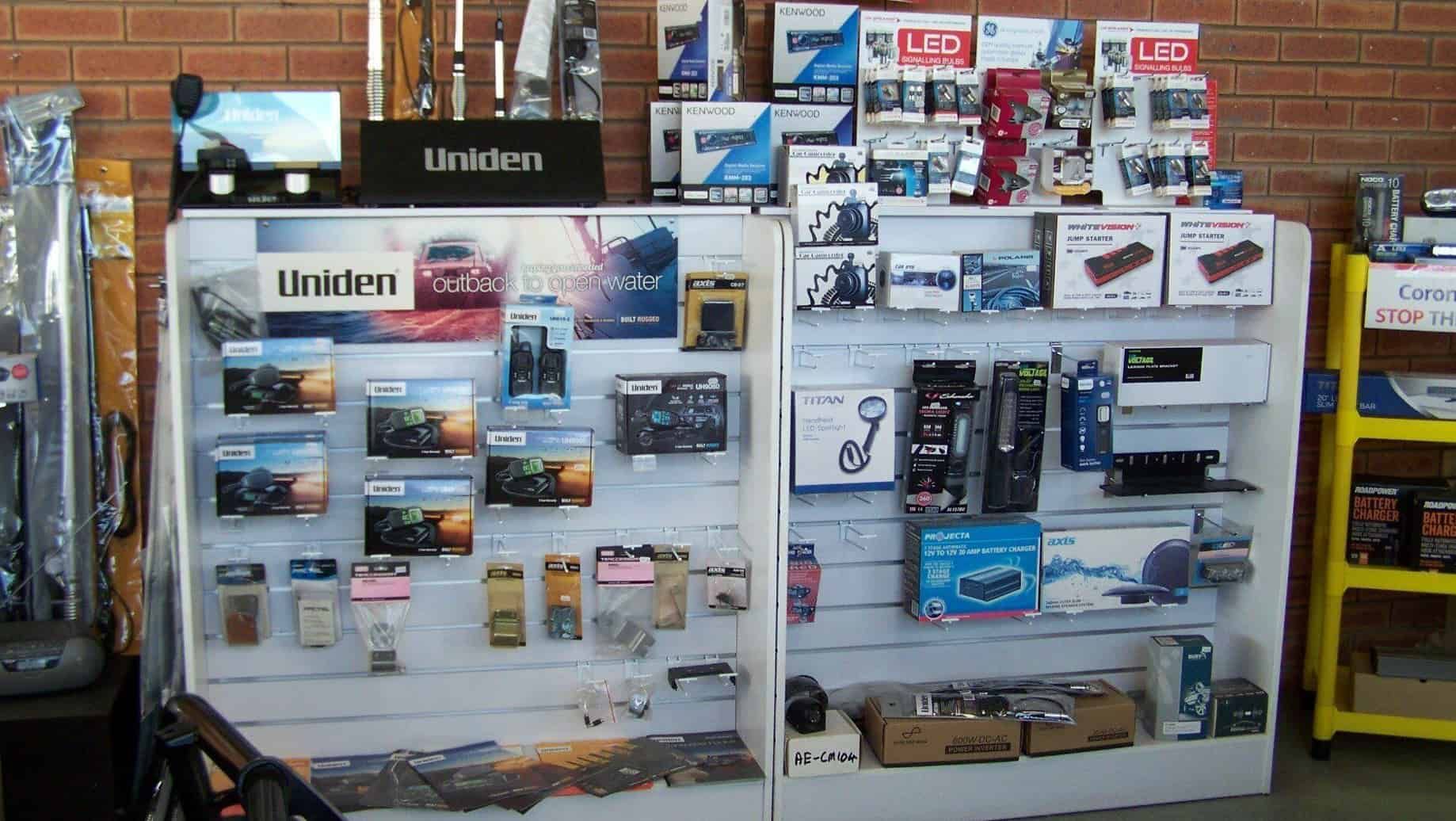 A Display of Uniden Products in a Store — A Plus Automotive Electrical in Lavington, NSW