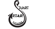 Black fishing logo with stylized S shape and the text “Arthur Fishing”