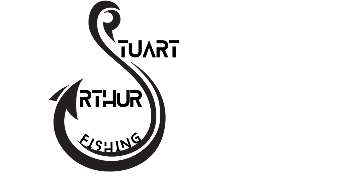 Black fishing logo with stylized S shape and the text “Arthur Fishing”