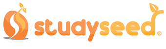 Studyseed logo: orange seed with leaves, orange text 