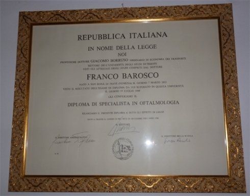 diploma specialistico oftalmologia barosco