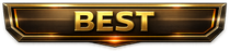 Gold badge with the word “BEST” in bold letters on a black and orange background