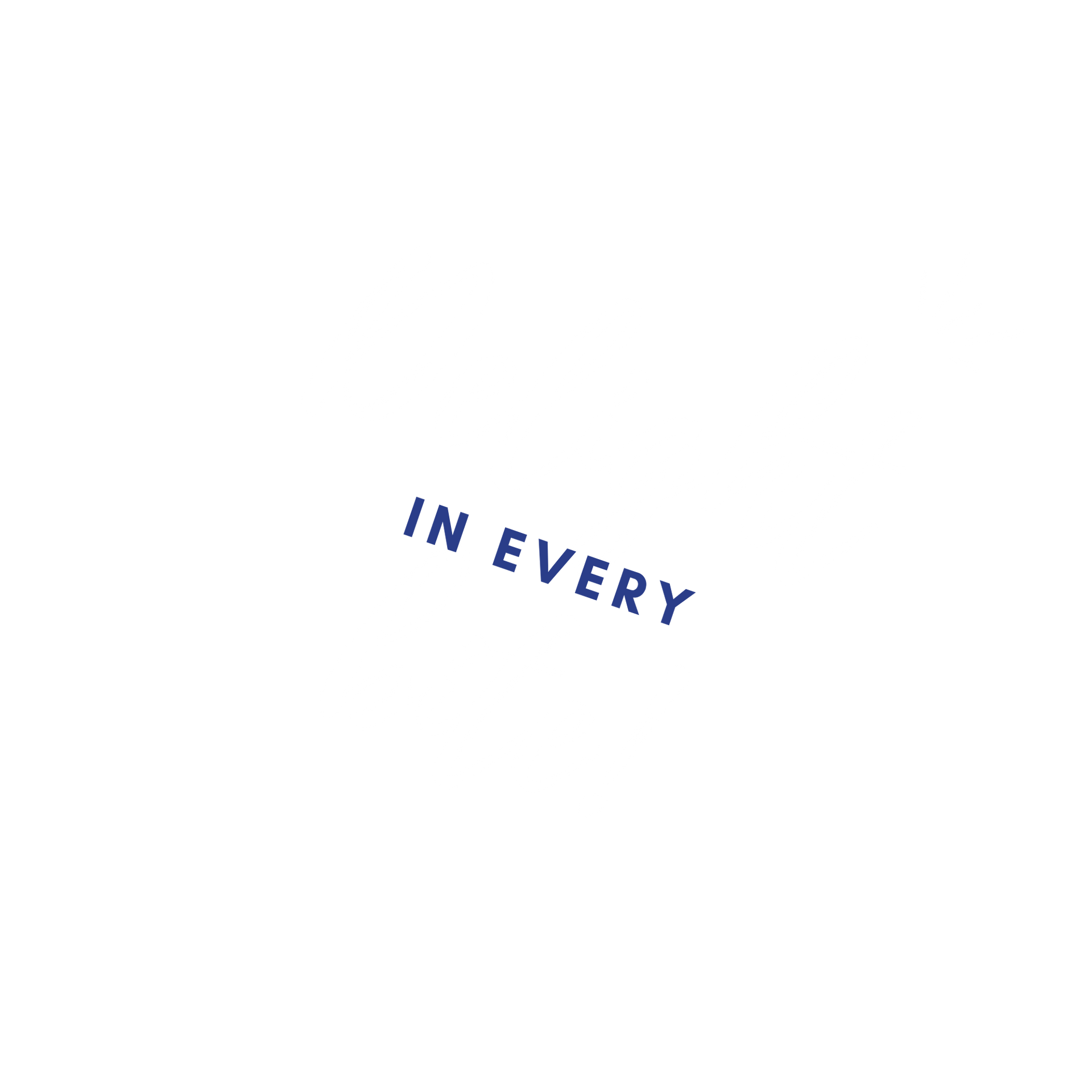 Blue curved text reading “IN EVERY” on a white background