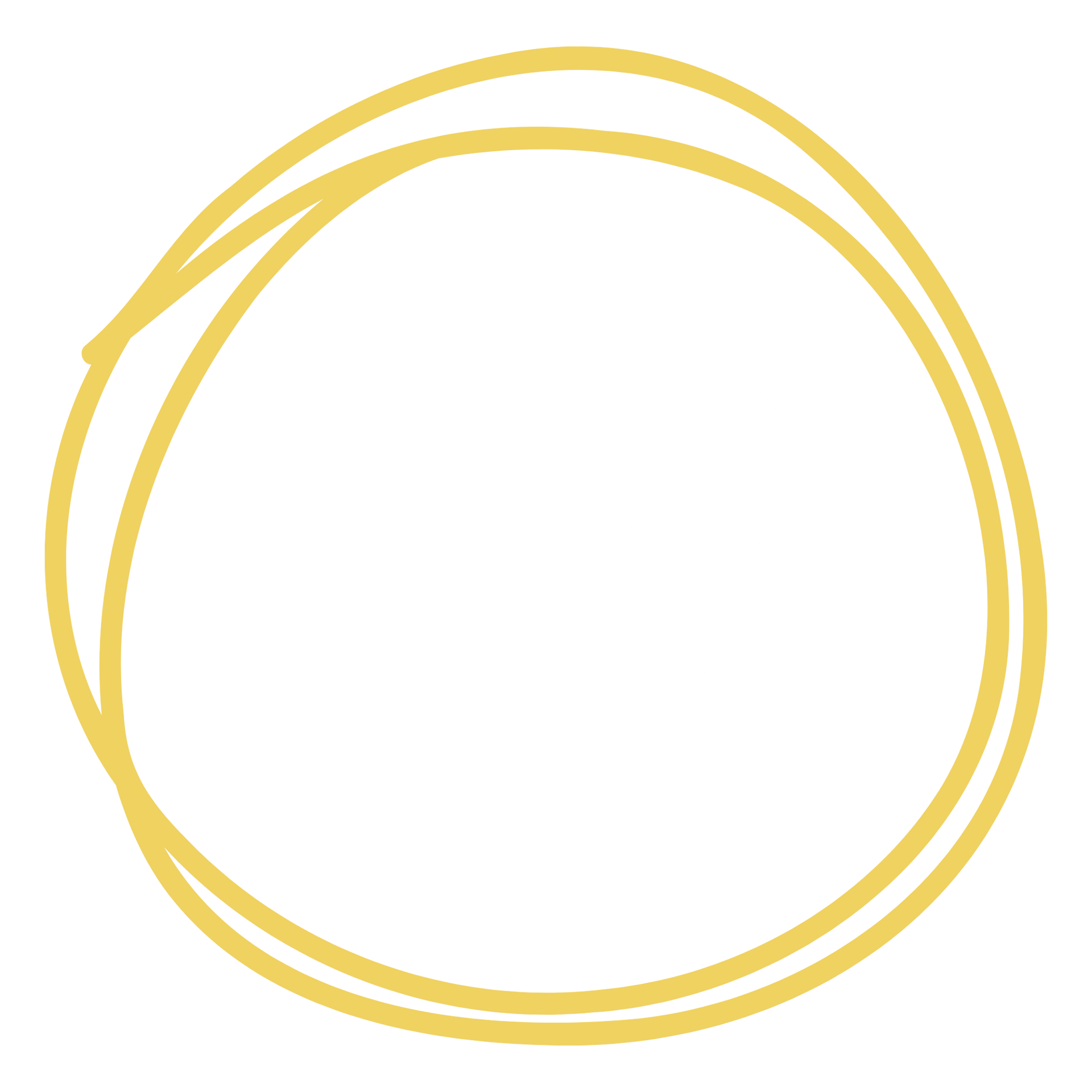 Two overlapping thin yellow circles on a white background