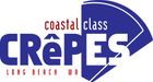 Coastal Class Crêpes logo with blue and red lettering and a stylized blue crepe graphic; Long Beach, WA