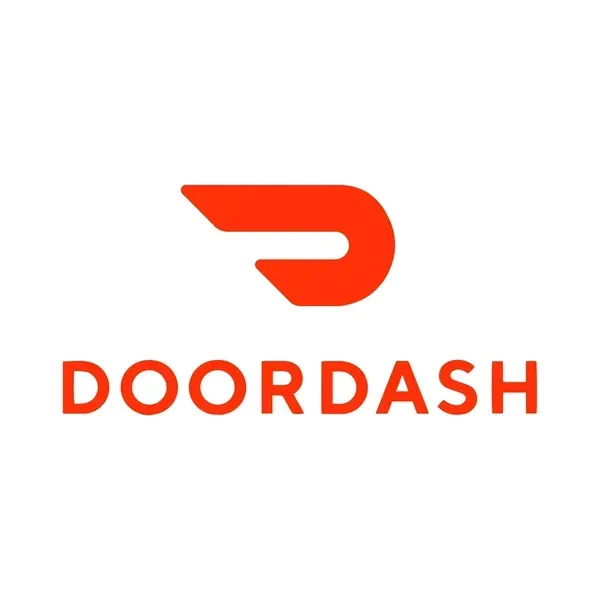 DoorDash logo in orange on a white background