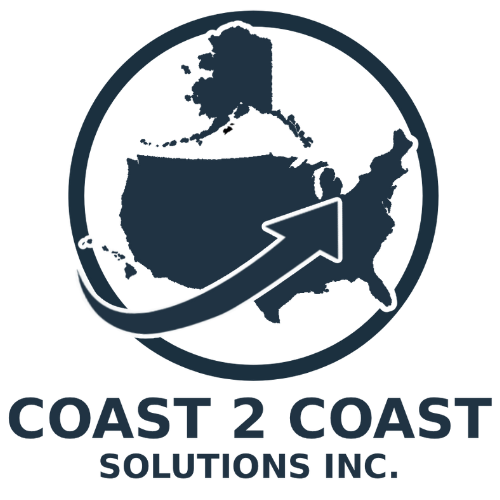 Logo: Dark blue US map with an upward arrow inside a circle. Text reads 