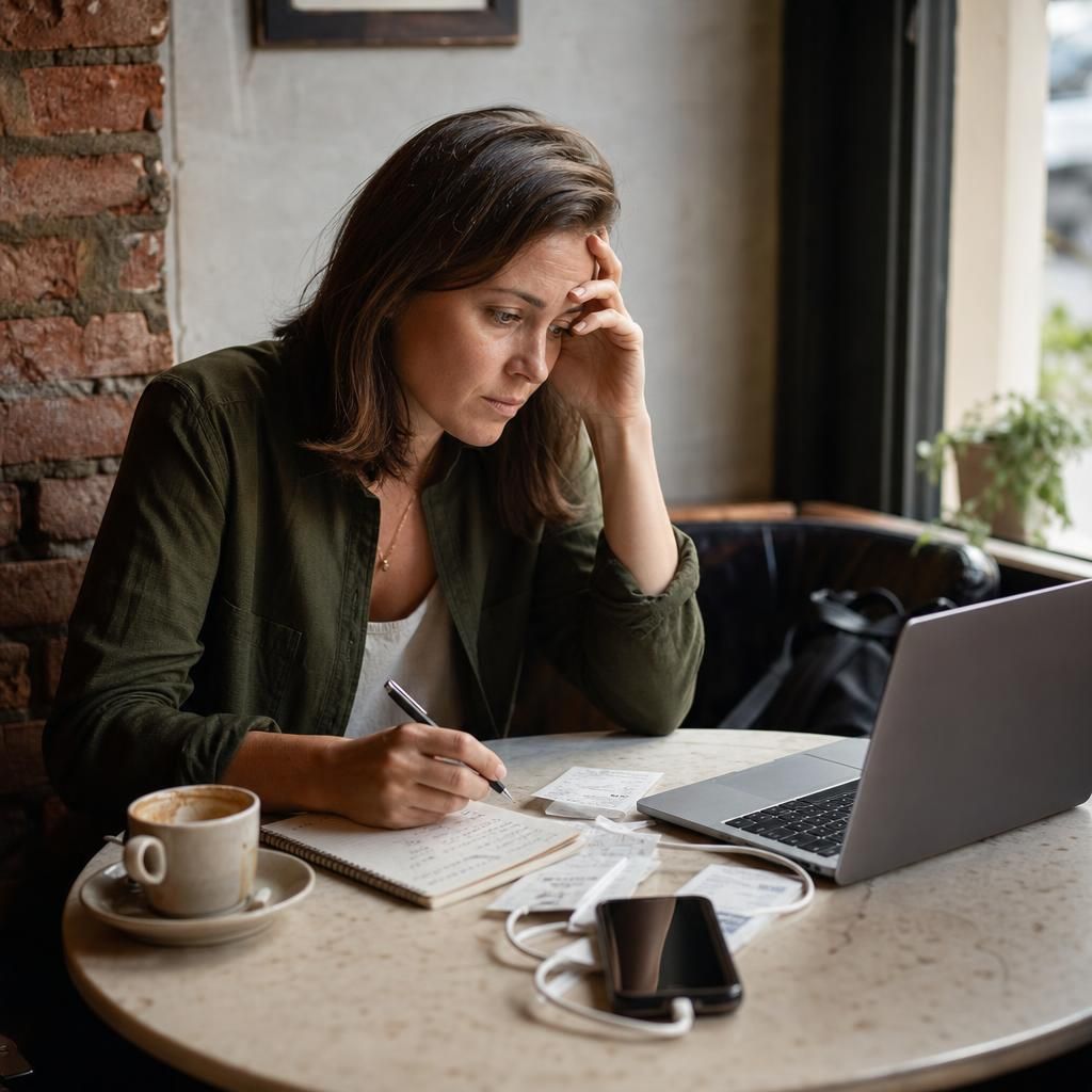 Small business owner reviewing website builder add-on costs