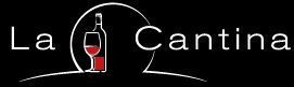 Un logo pour la cantine avec une bouteille de vin et un verre de vin