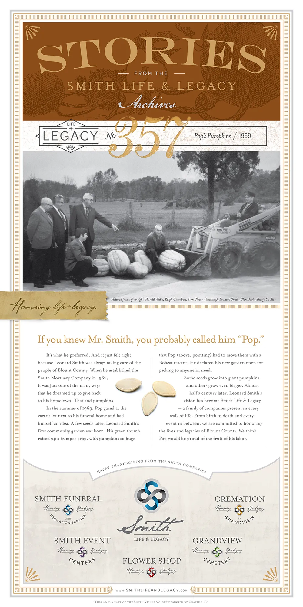 legacy number 357 Pop's Pumpkins 1969. Smith Life & Legacy