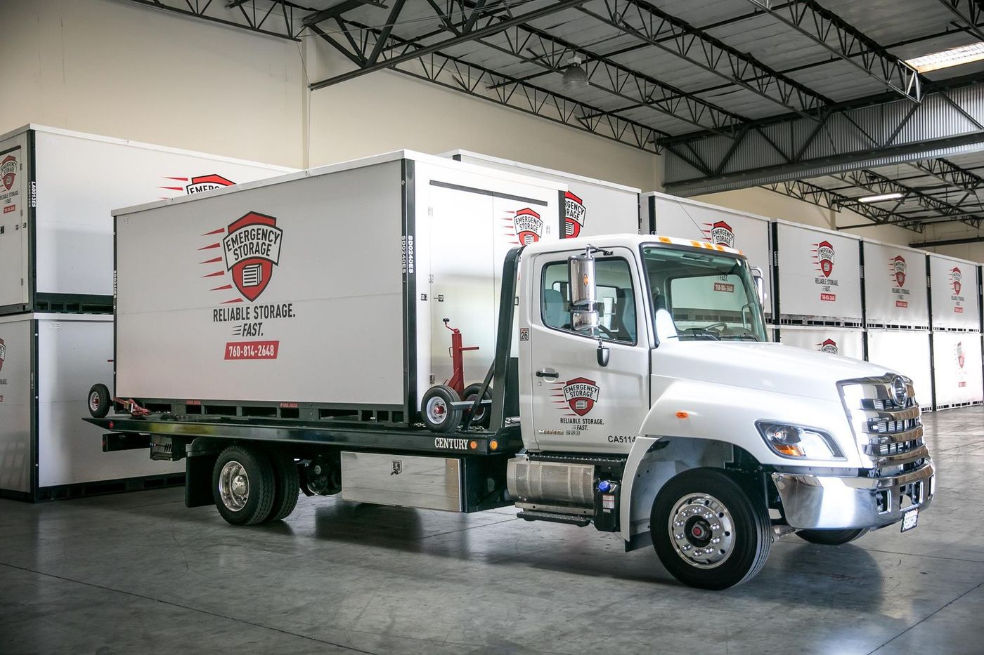 emergency storage truck with container on it