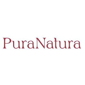 Il logo PuraNatura: testo bordeaux su sfondo bianco.