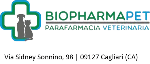 Logo per Biopharmapet: croce verde con silhouette di cane e gatto, testo verde/blu.