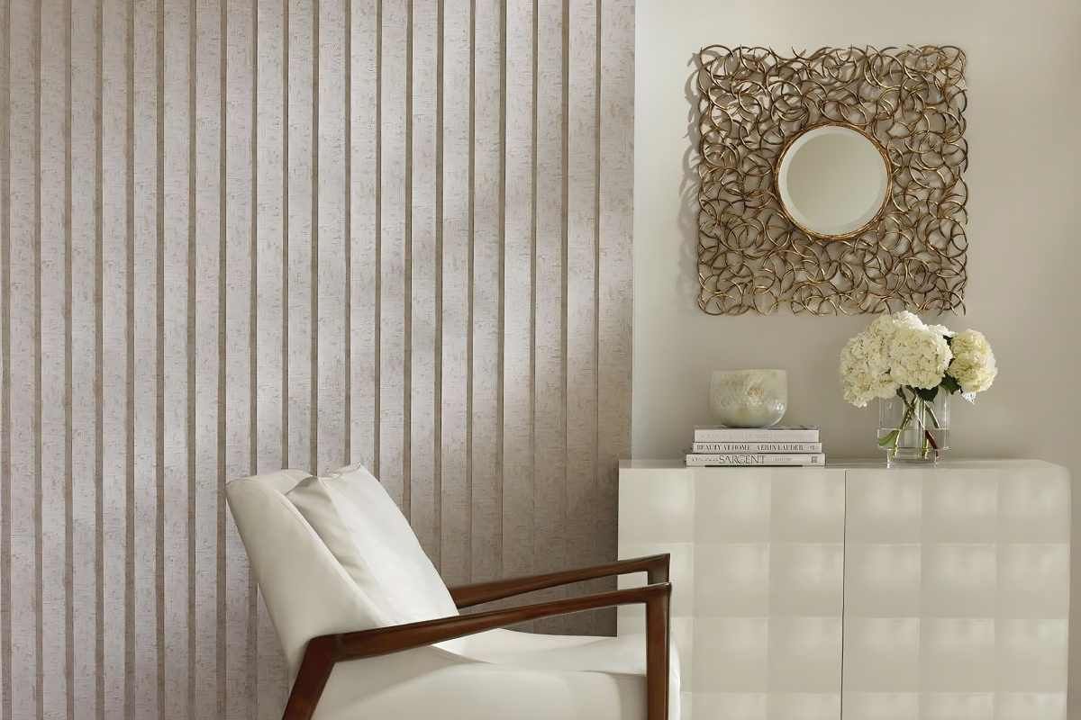 Hunter Douglas vertical blinds in a home’s living room near Florence, Kentucky