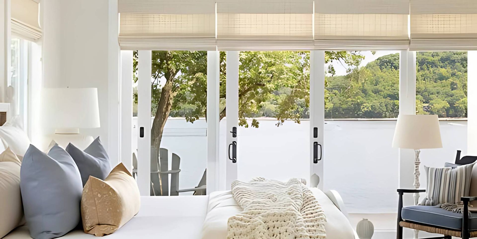 Hunter Douglas Provenance® Woven Wood Shades in a Roman Shades style near West Chester, OH, and Florence, KY