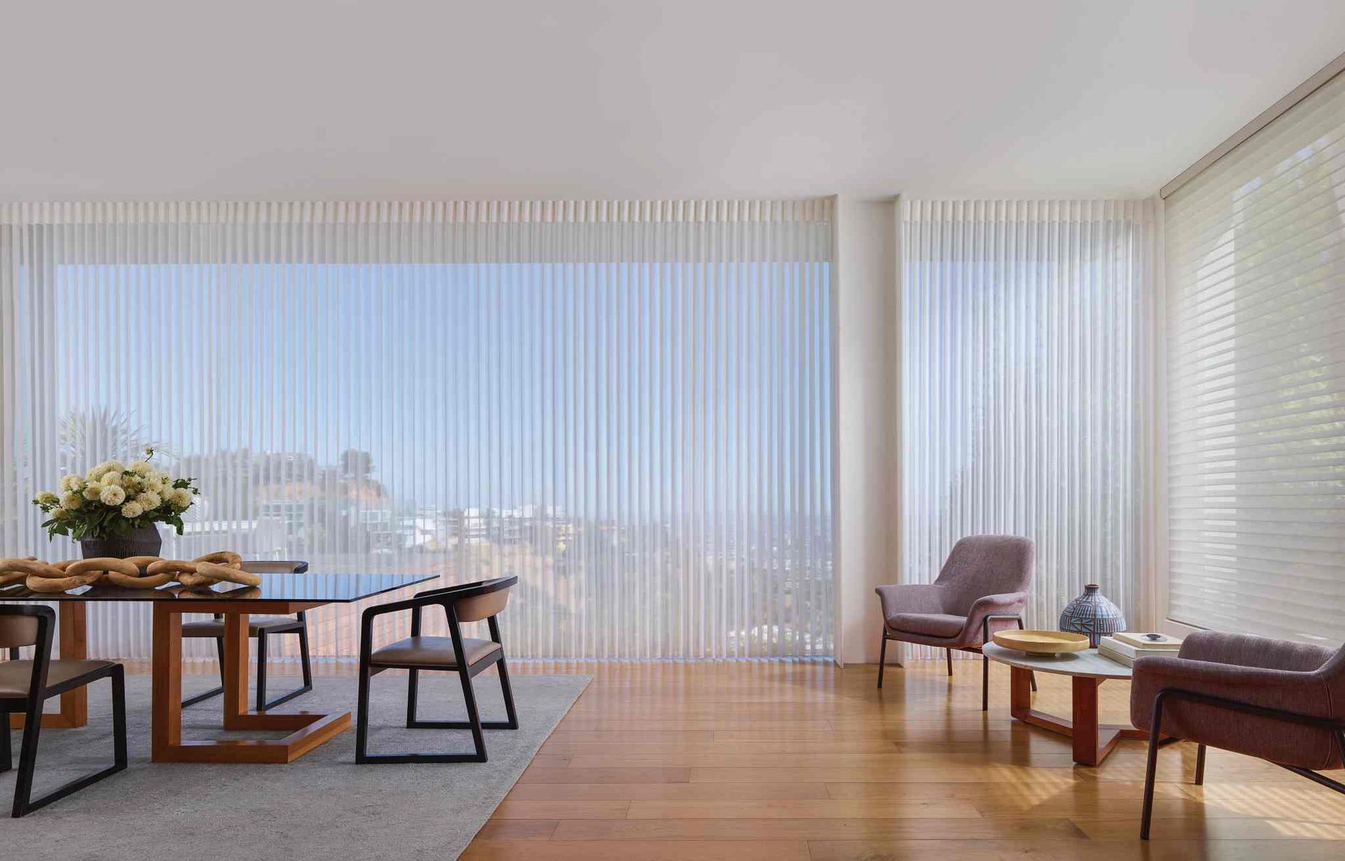  Hunter Douglas Luminette® Sheer Panels on large windows near Florence, Kentucky (KY), and West Chester, Ohio (OH).
