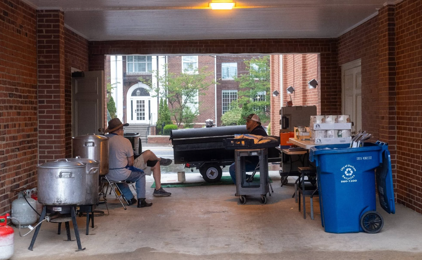 Steadfast Grillmasters helping Hall-Wynne Funeral Home and Crematory feed BBQ to the Durham and Raleigh Communities