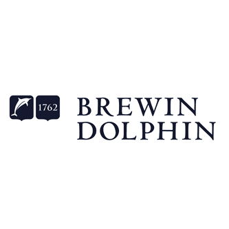 A logo for brewin dolphin with a dolphin on it