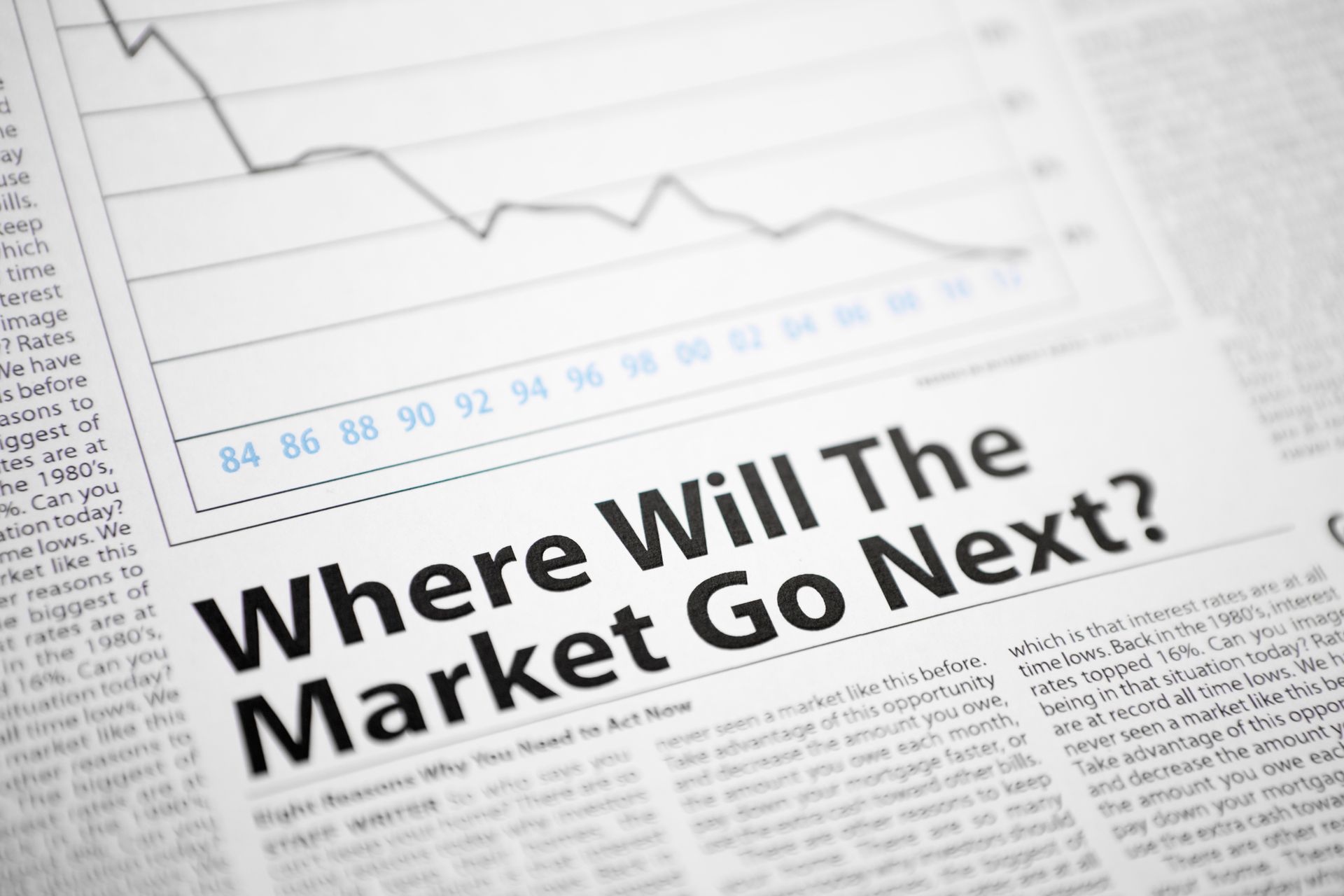 A newspaper article asking where will the market go next