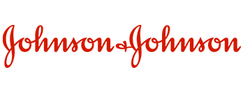 Logo de Johnson & Johnson en lettres rouges sur fond blanc.