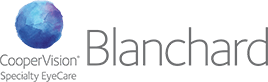 Logo de CooperVision Blanchard, sphère bleue avec texte.