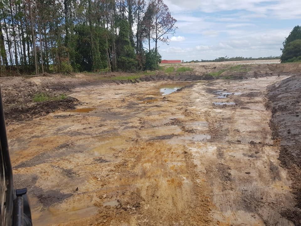 A Muddy Dirt Road With Trees in the Background — B E Laser Levelling QLD in Bucca, QLD