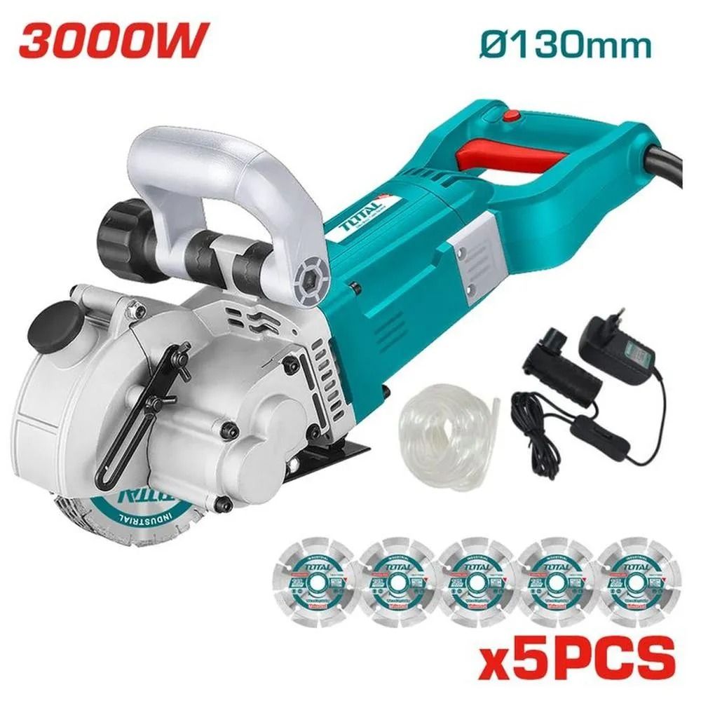 Kit de sierra circular mural portátil Teal de 3000 W, hoja de 130 mm, con 5 hojas y adaptador de corriente.